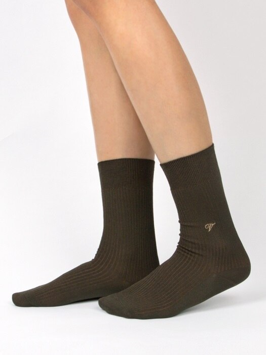 [X VIAPLAIN] silky socks, khaki brown
