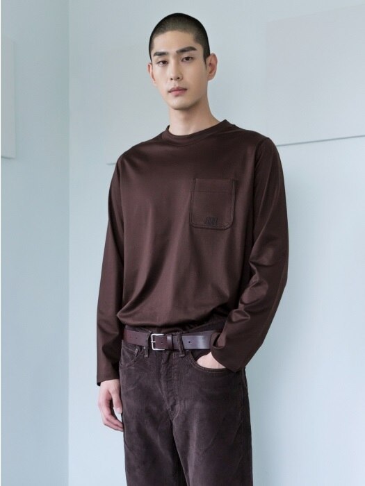 SILKET LONG SLEEVE TEE(BROWN)