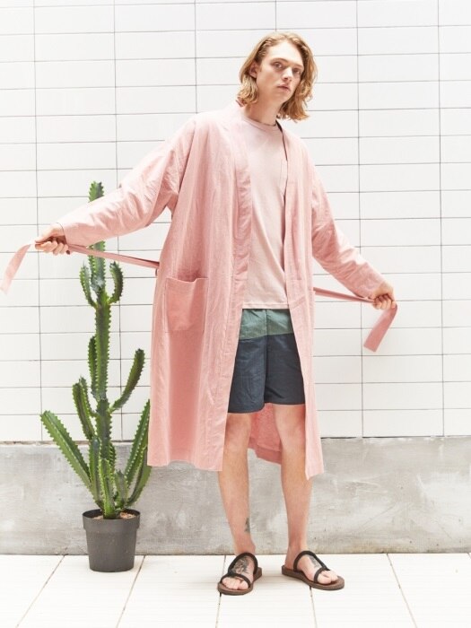 LINEN ROBE , Indian Pink