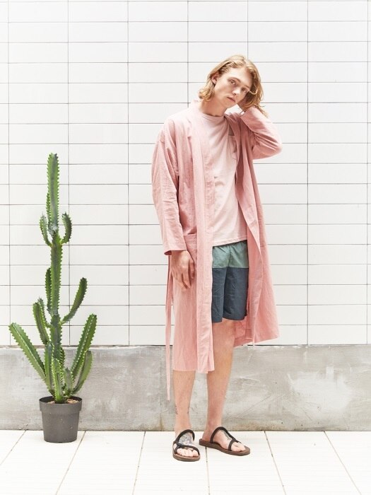 LINEN ROBE , Indian Pink