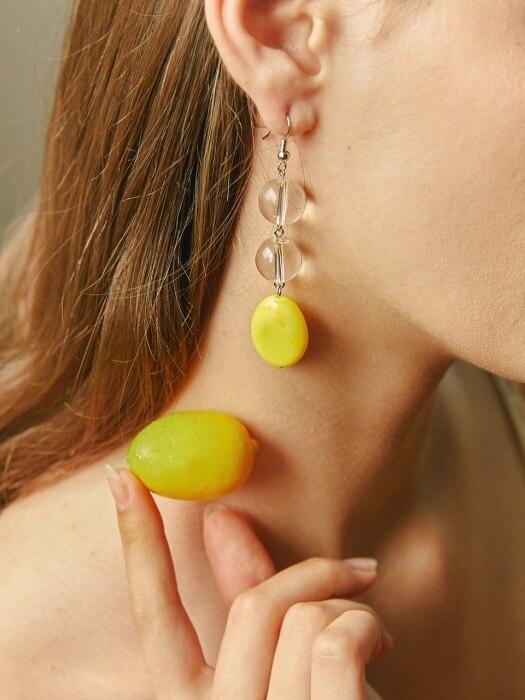lemon crystal unbal earring