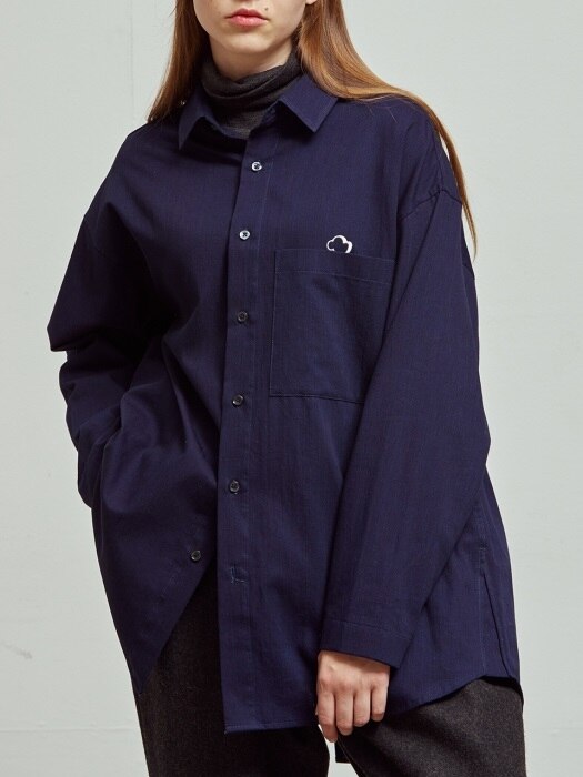 Long back slit shirts_Indigo