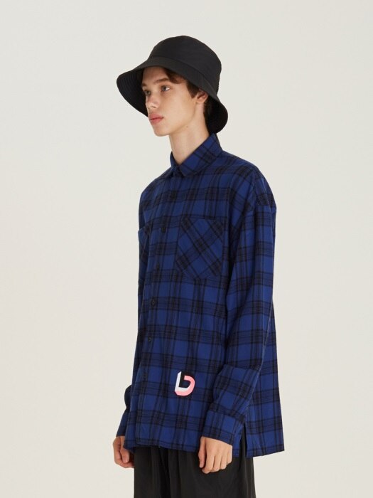 D Embroidery Check Shirts(BL)