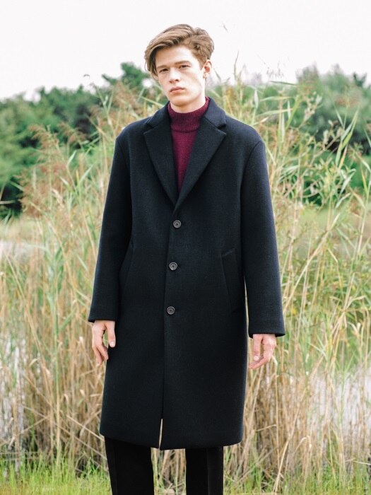 Black Chesterfield Wool-Cashmere Coat