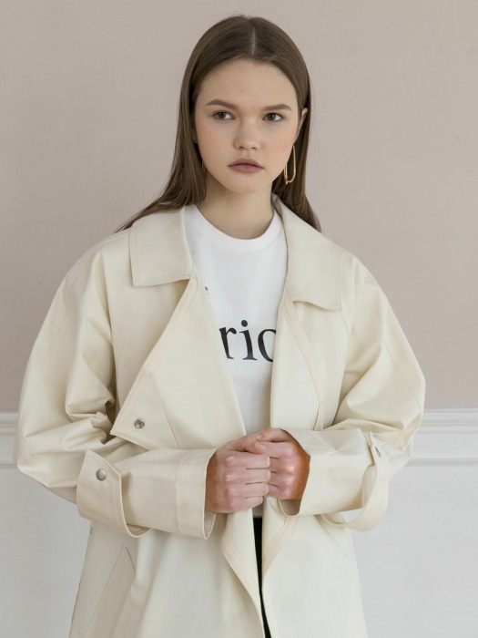 Punching belted trench coat [YELLOWISH IVORY]