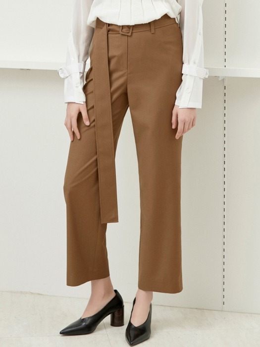 belted high waist pants Brown
