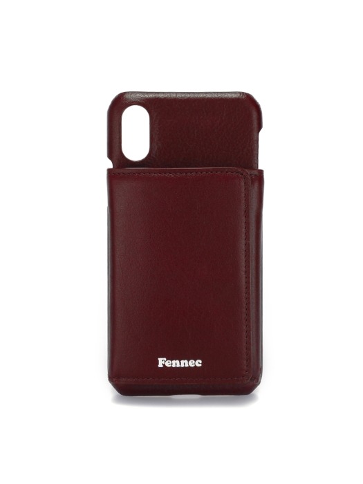 LEATHER IPHONE X/XS TRIPLE POCKET CASE - WINE