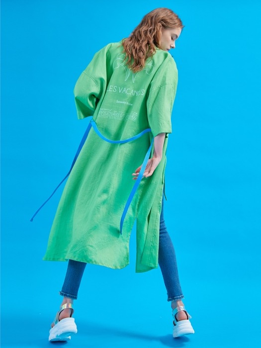 린넨 Serenity long robe [Summer green]