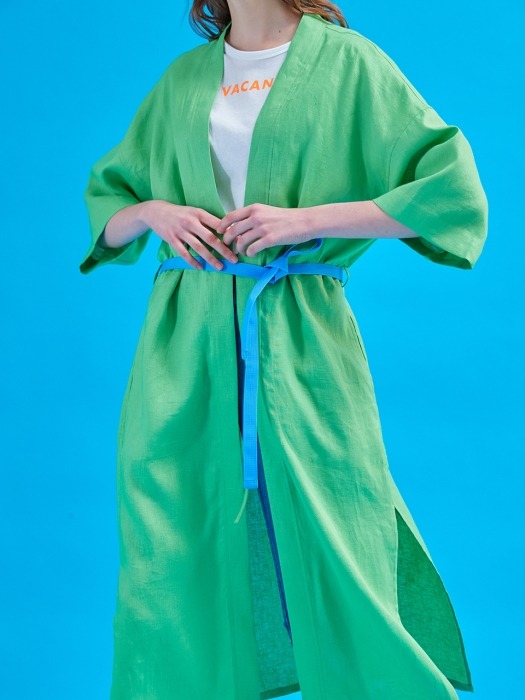 린넨 Serenity long robe [Summer green]