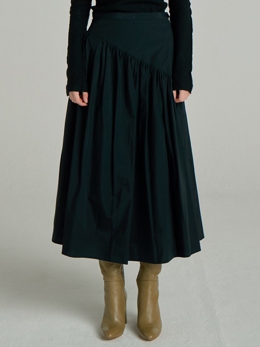 Shirring Long Skirt_Black
