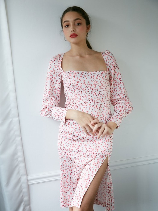 Rosepetal slit dress (Pink)