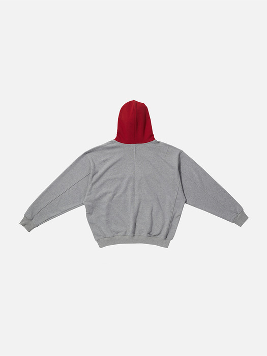 Contrast Hoodie - Red/Grey