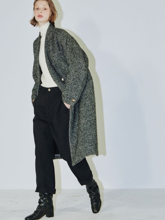 Clo herringbone tweed coat   