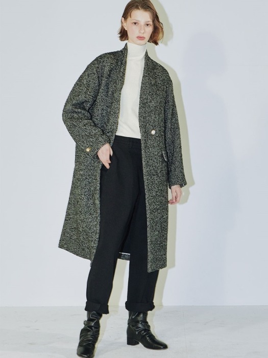 Clo herringbone tweed coat   