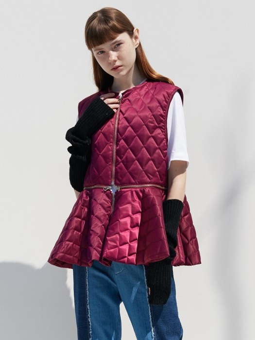 QUILTING FLARE VEST_PURPLE