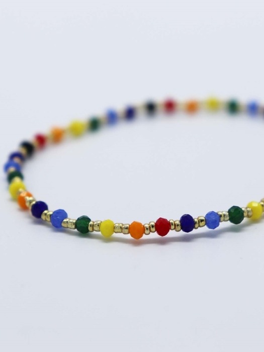Luck key rainbow double beads Bracelet set 행운키 컬러 비즈팔찌 세트 (2종)