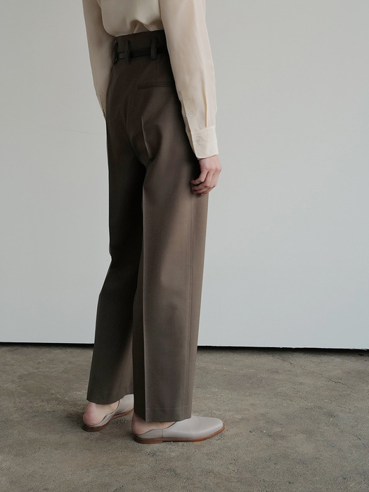 Belted volume pants(brown)
