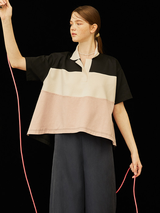 [FRONTROW X J.Chung] Color-Block Flare Top_2color