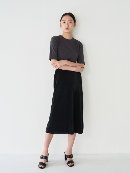 20SR PLEATS FLARE SKIRT (BLACK)