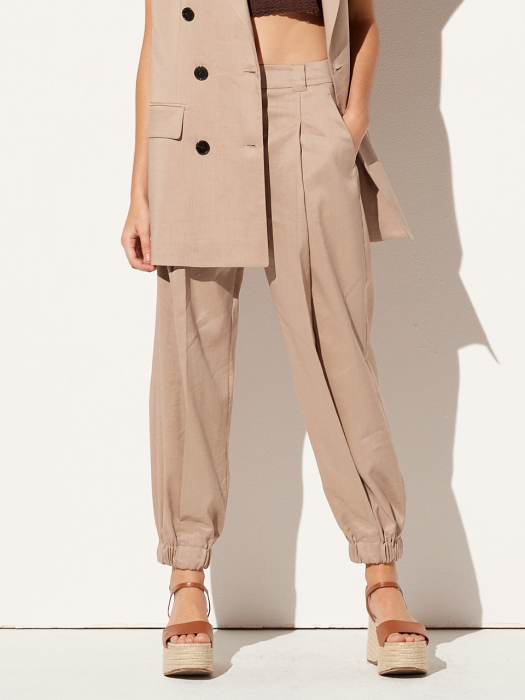 LINEN JOGGER PANTS BEIGE