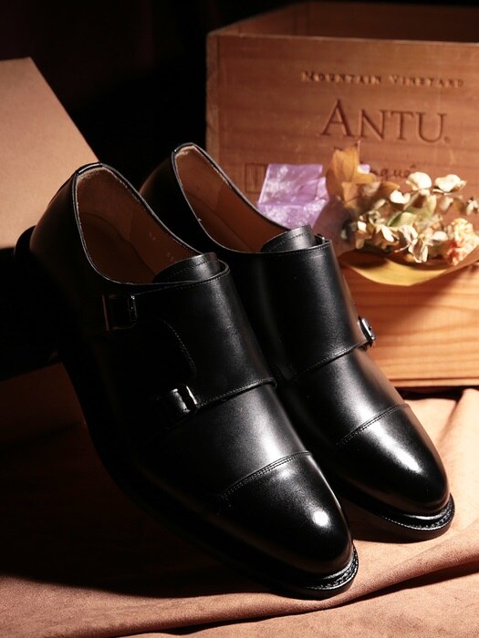 Double Monk-strap Goodyear-Welt Black#7100