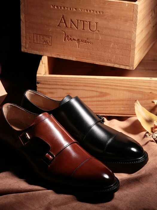 Double Monk-strap Goodyear-Welt Black#7100