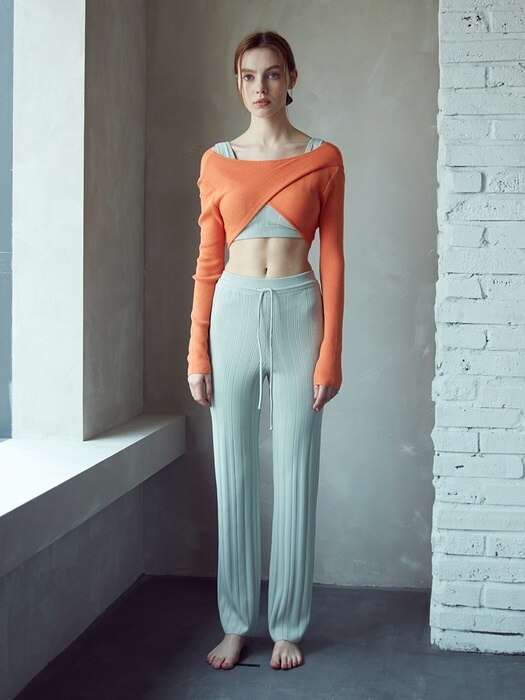 Twisted crop knit ( orange )