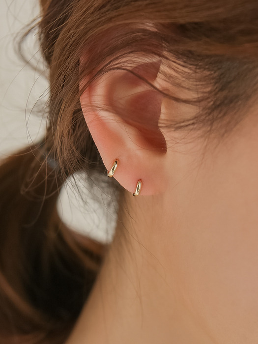 14k gold round mini onetouch earrings (14K 골드)