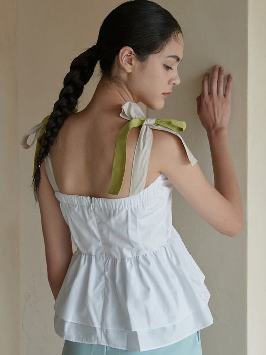 J506 two tone strap sleeveless top (ivory)