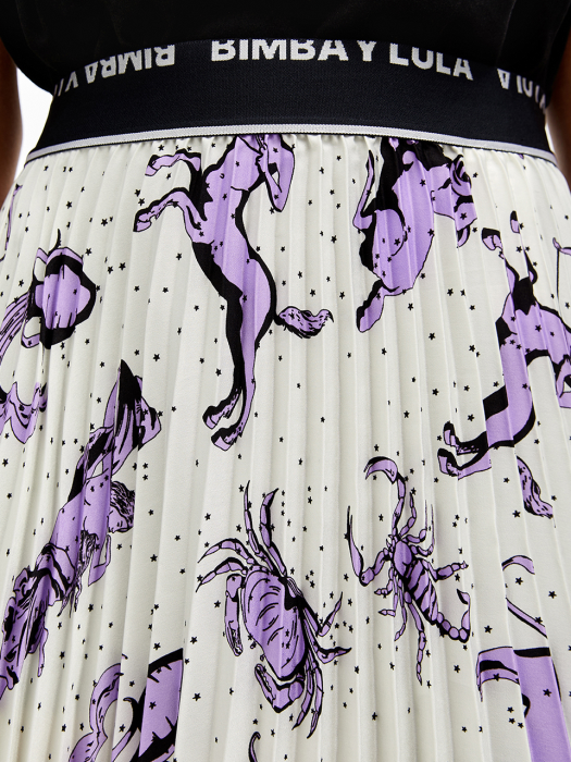 Pleated Zodiac print midi skirt_B206AWS001IV