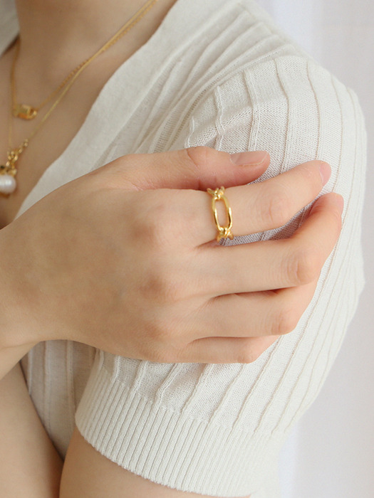knot thin ring-gold (silver925)