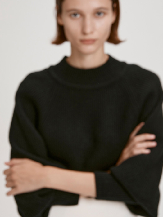 BALLOON SLEEVE WOOL SWEATER (BLACK)