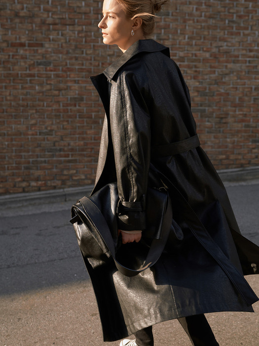 Hayles Eco-Leather Trench Coat_3colors