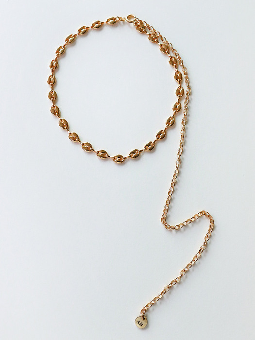 Pig chain twoway necklace Gold