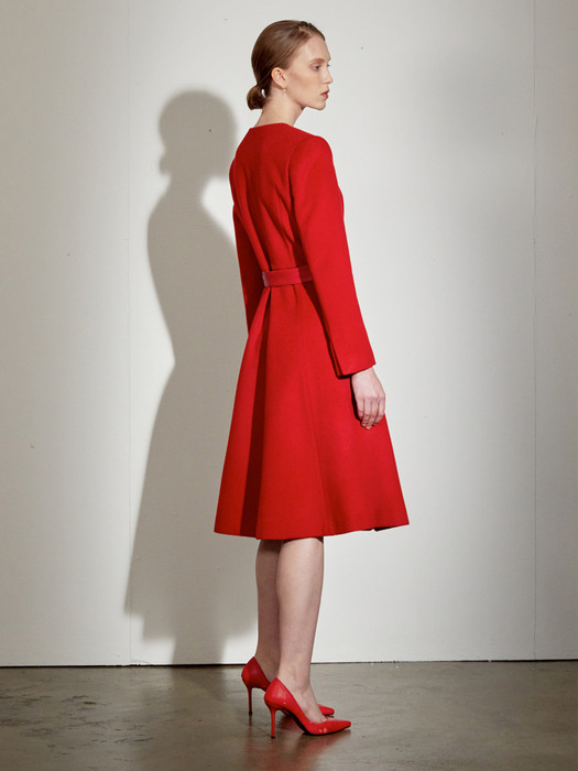 CASHMERE NON-COLLAR COAT_RED