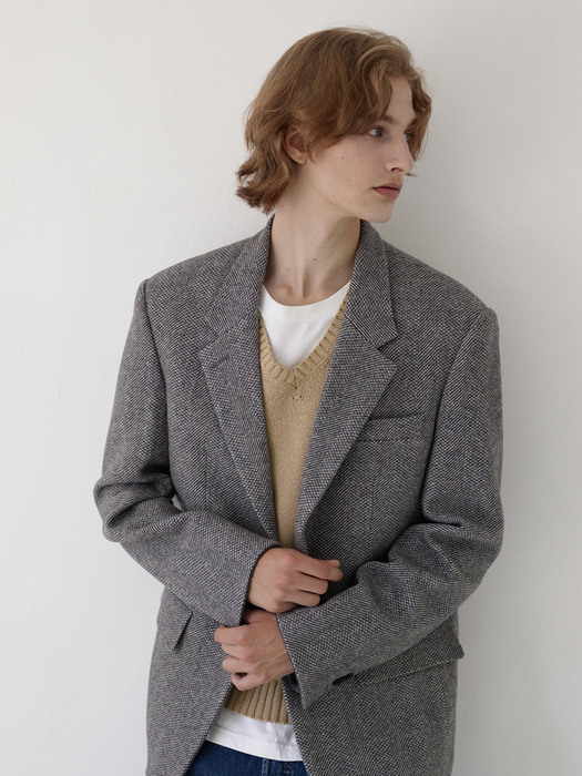 [N]YEOUIDO Relaxed fit blazer (Gray herringbone)