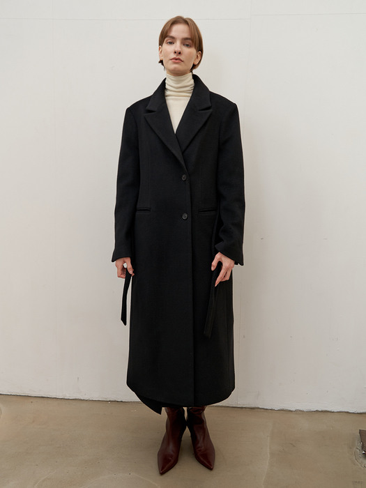 Button wool coat - Black