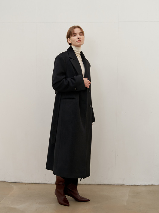 Button wool coat - Black