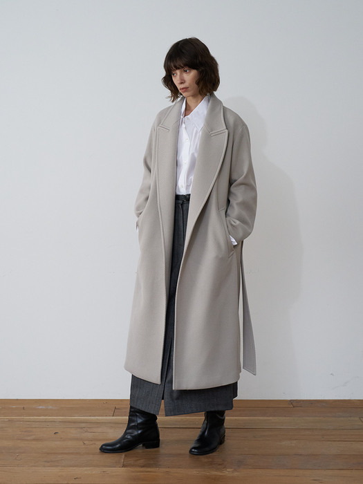 Coat Twill Peaked Wool Beige Gray