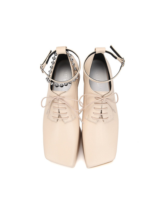 Squared Toe Derby Platforms (+ball chain) | Ivory