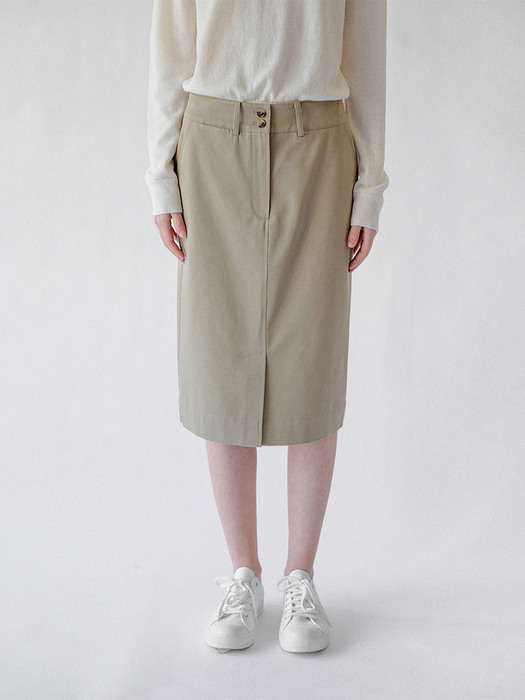 Ines Cotton Skirt in Khaki Beige