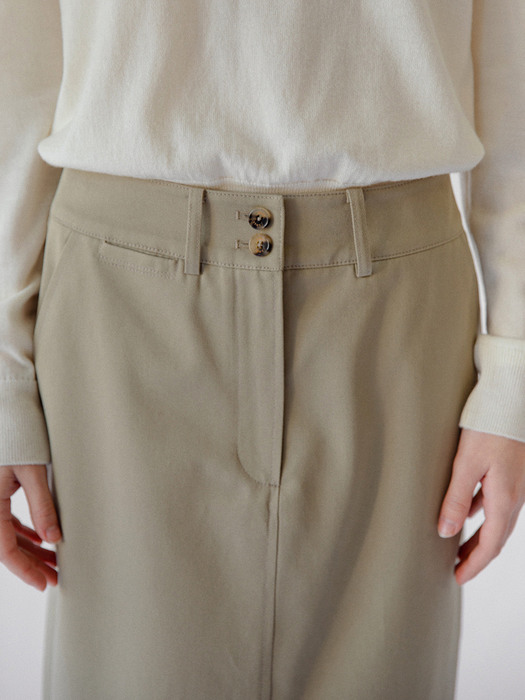 Ines Cotton Skirt in Khaki Beige