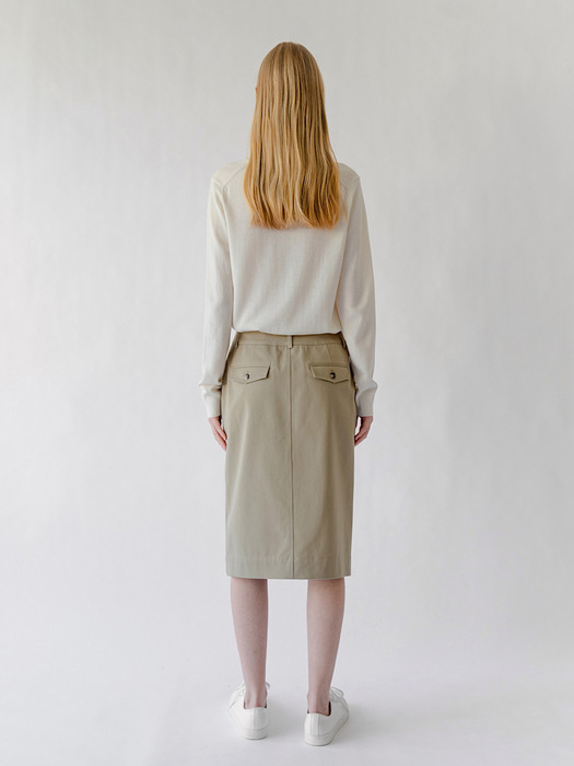 Ines Cotton Skirt in Khaki Beige