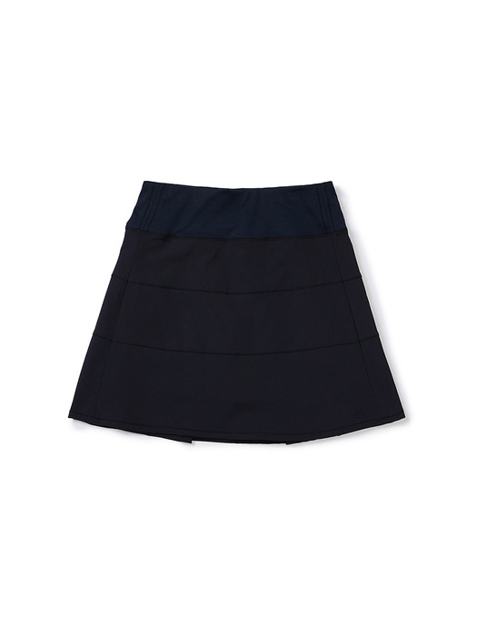 Block Pleated Skirt Navy