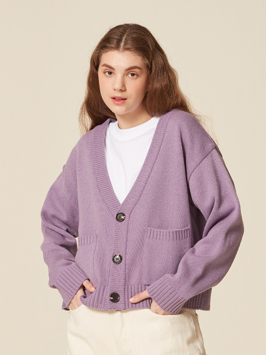 BASIC KNIT CARDIGAN (super crop ver.)_PURPLE