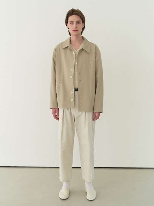 double button cutting jacket (stone beige)