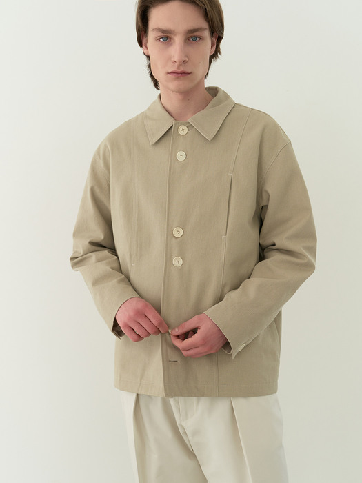 double button cutting jacket (stone beige)