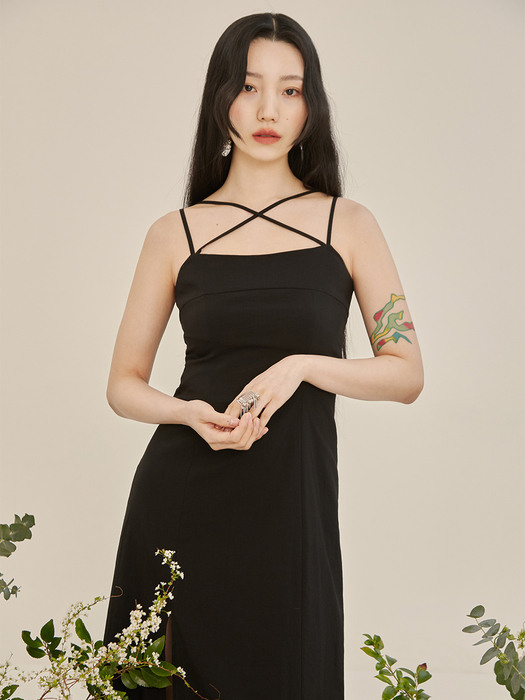 String sleeveless onepiece (black)