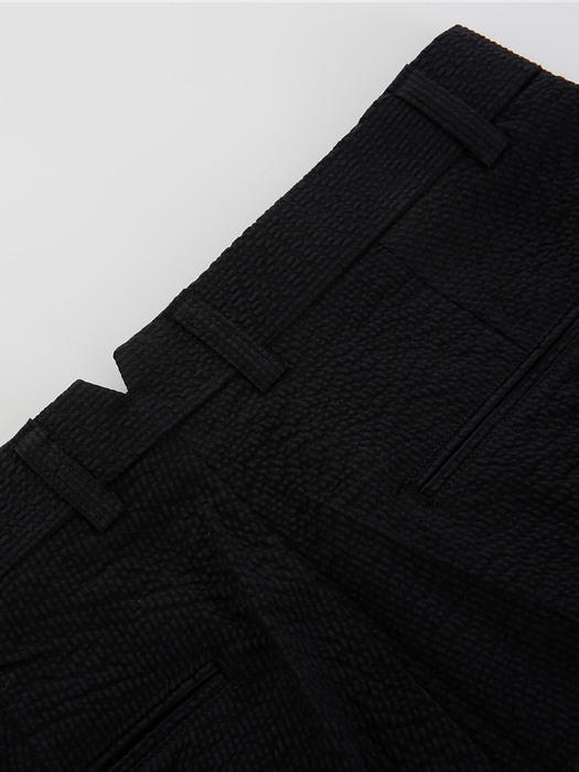 seersucker two tuck shorts (Dark Navy)