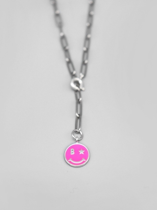 Epoxy smile surgical chain drop Necklace 에폭시 스마일 코인 써지컬 체인 목걸이